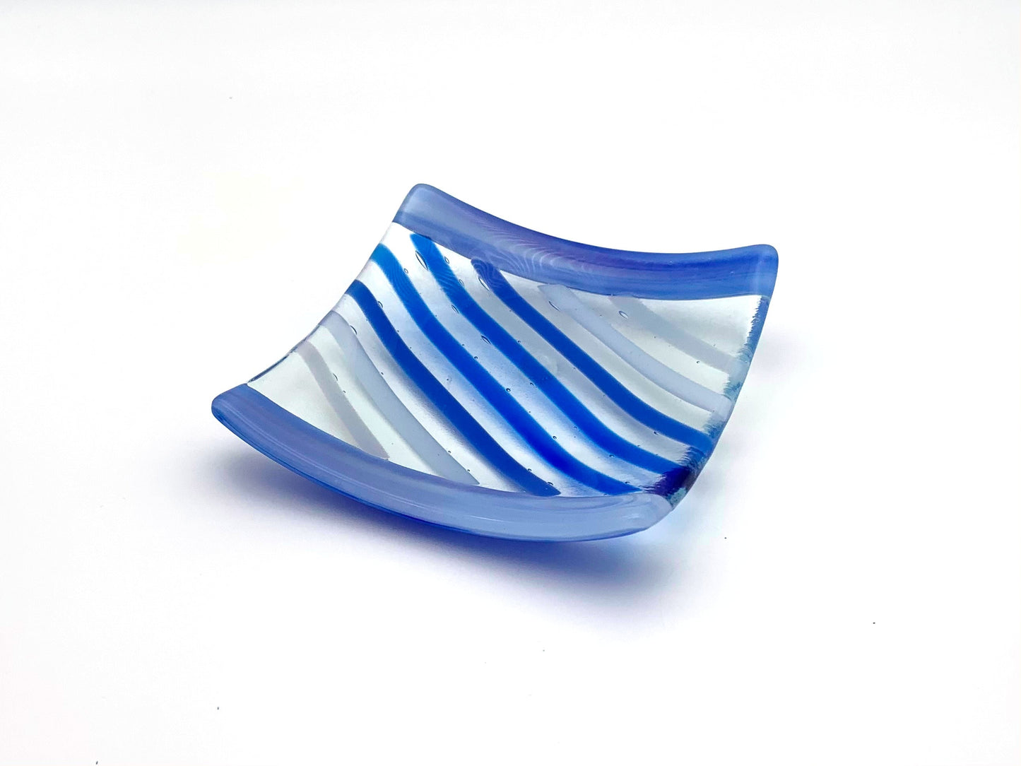 Square Dish Blue and White and Clear Noodle