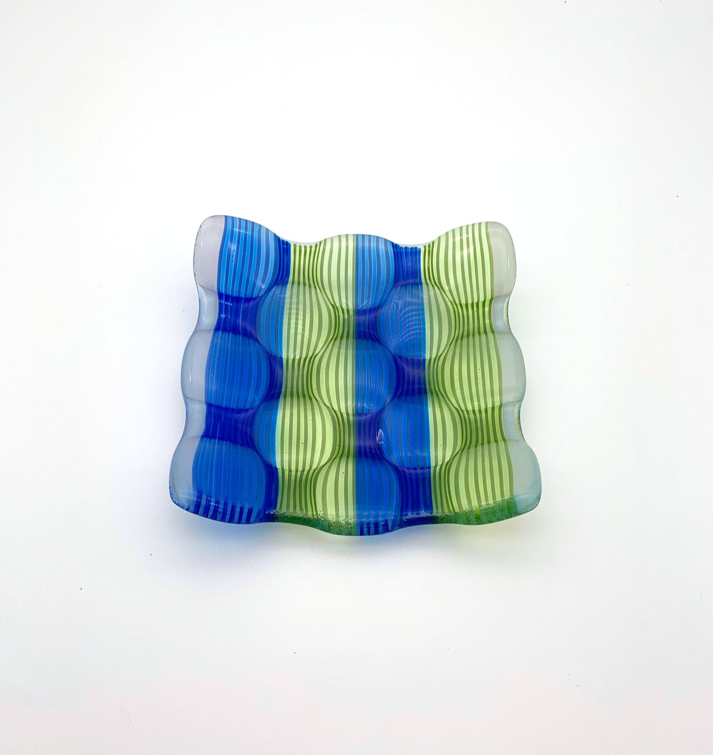 Optic Dish Medium Green and Blue