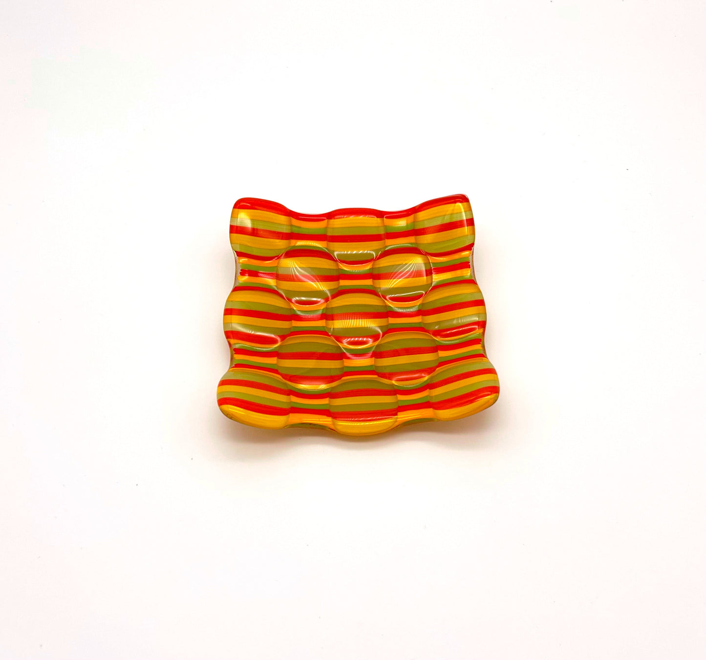 Optic Dish Medium Amazon Green and Marigold and Flame