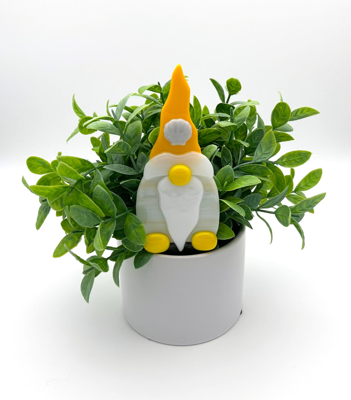 Garden Art Gnome Cream Yellow Seashell on Cap