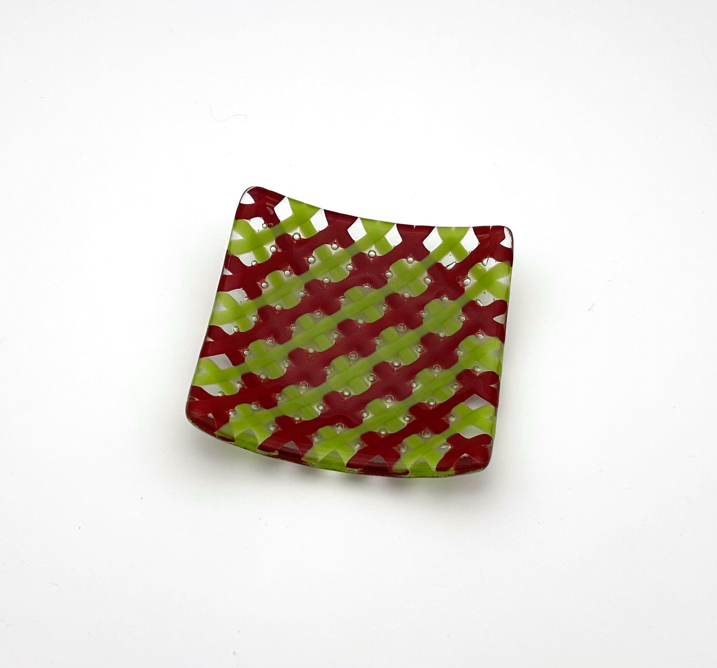 Bubble Dish Medium Green and Red