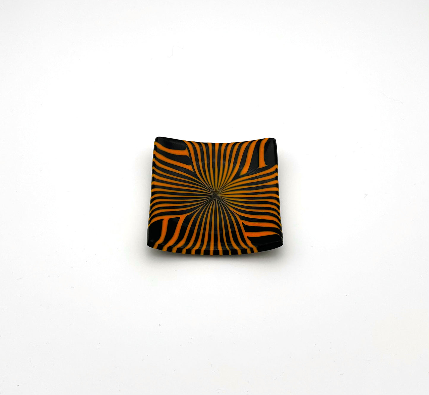 Square Dish Black and Orange