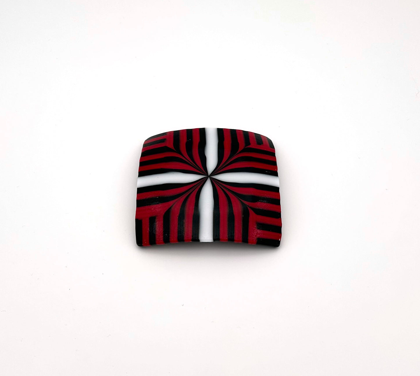 Square Dish Red Black and White