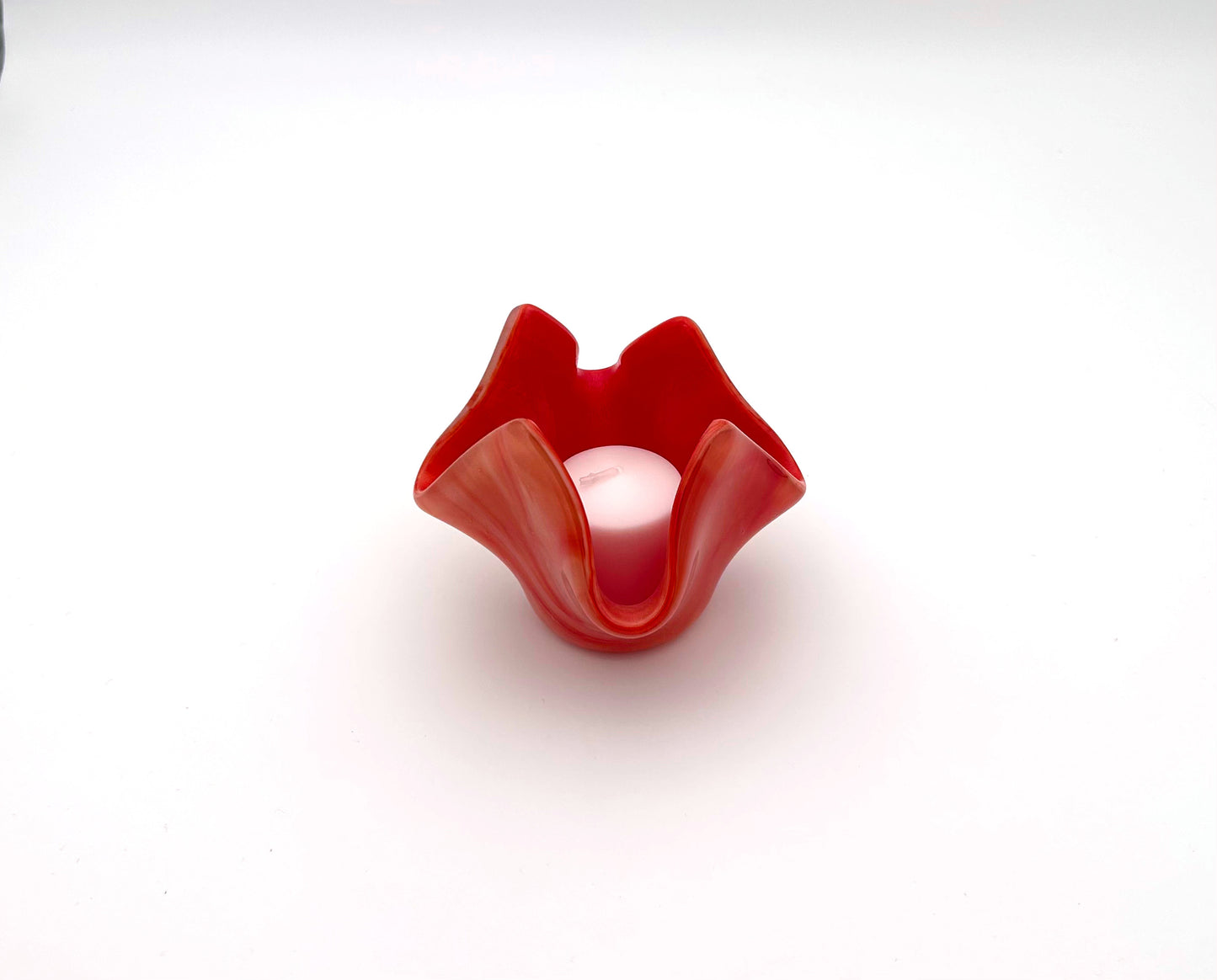 Votive Coral White Swirl
