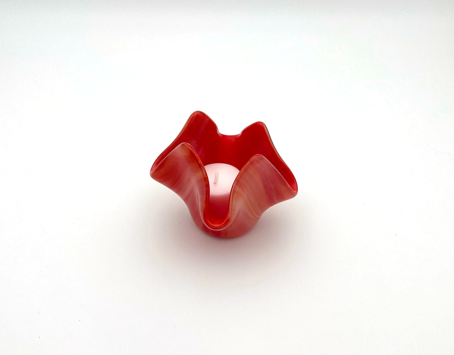 Votive Coral White Swirl