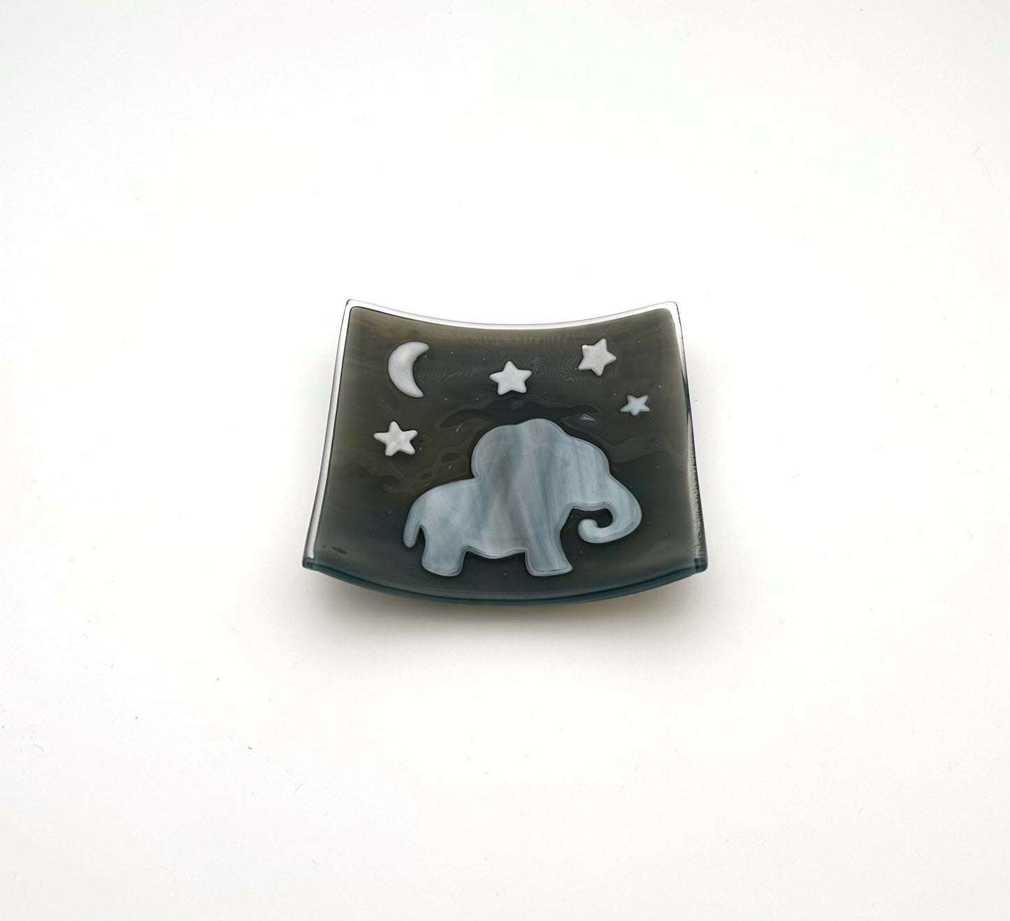 Square Dish Medium Gray Elephant Stars Moon
