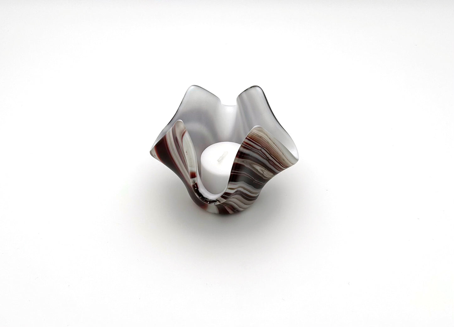 Votive Maroon and White Wispy