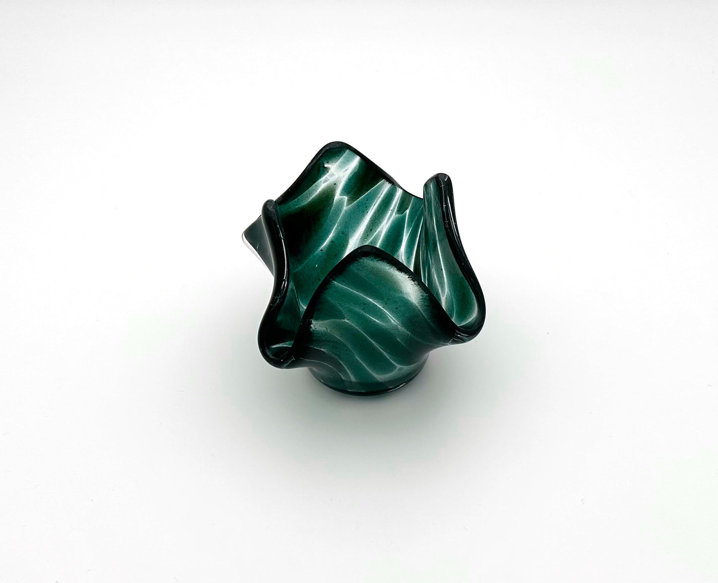 Votive Clear with Green Sparkle Wisps