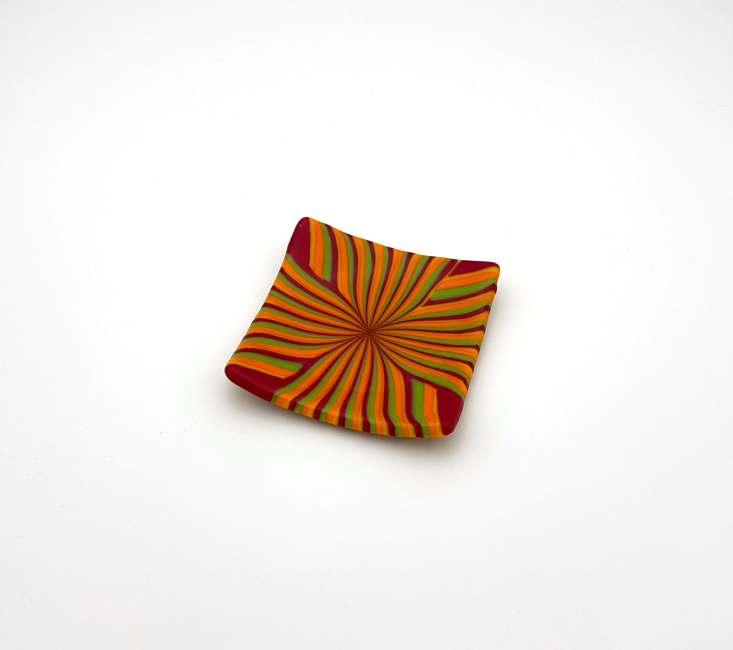 Square Dish Red Green and Orange
