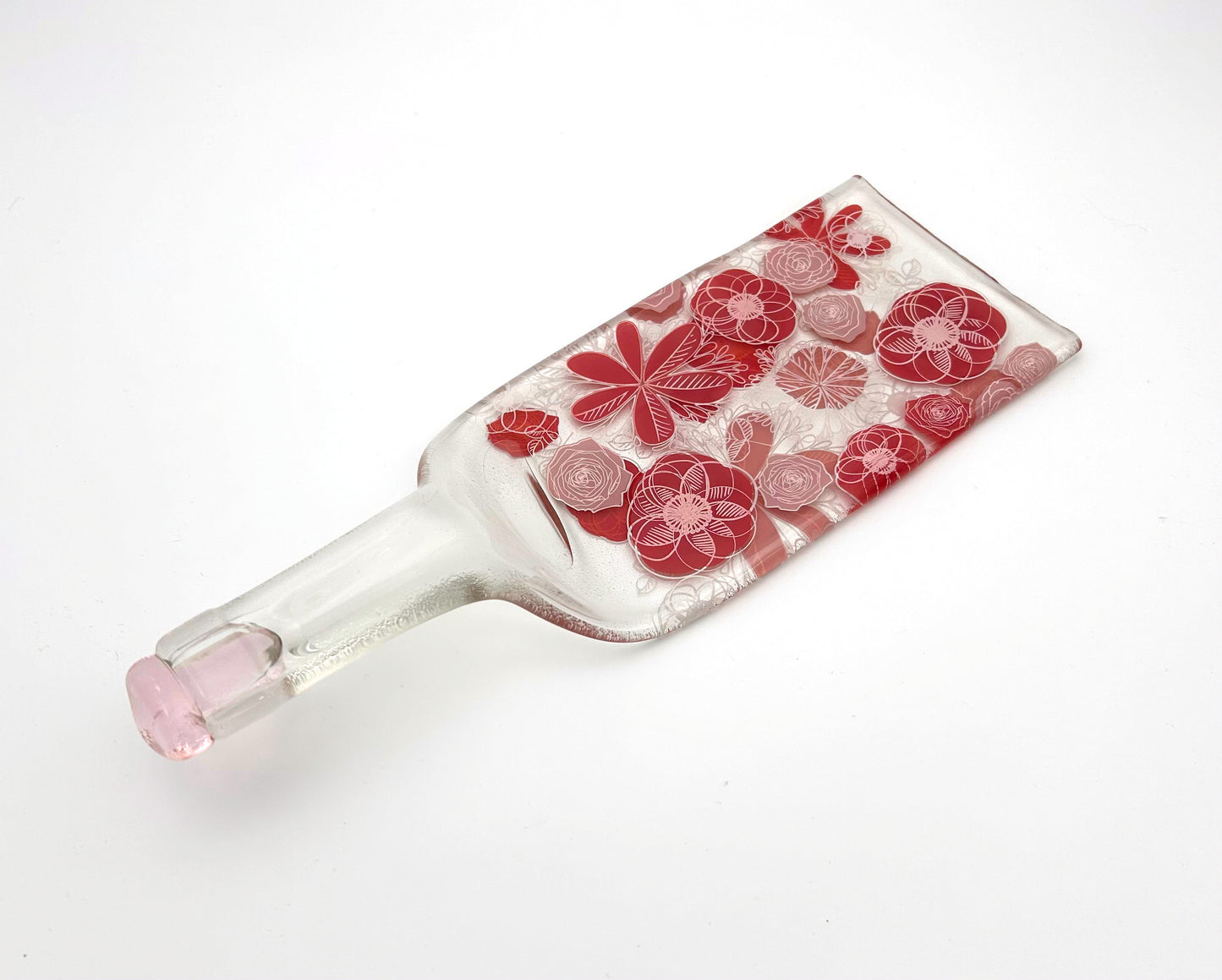 Melted Bottle Tray Clear Pink Florettes