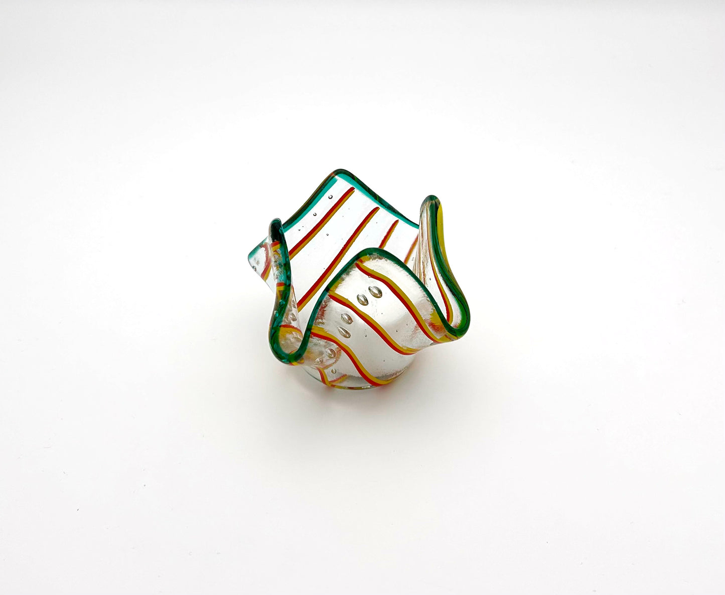 Votive Orange and Yellow Lines with Green Trim