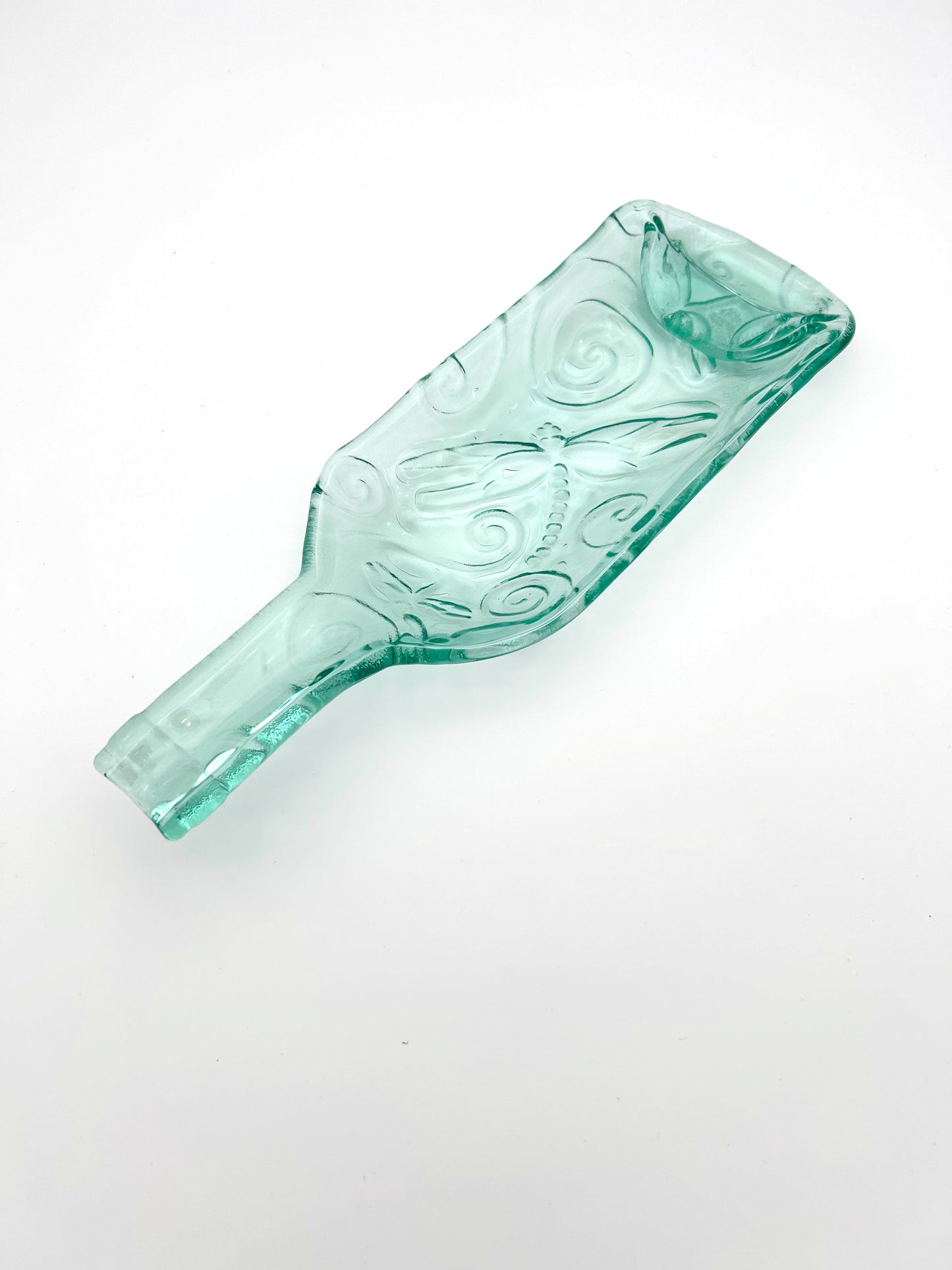 Melted Bottle Tray Light Green Dragonfly