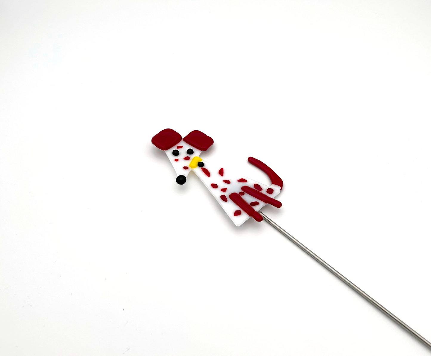 Staked Garden Art Dog White and Red Dalmatian