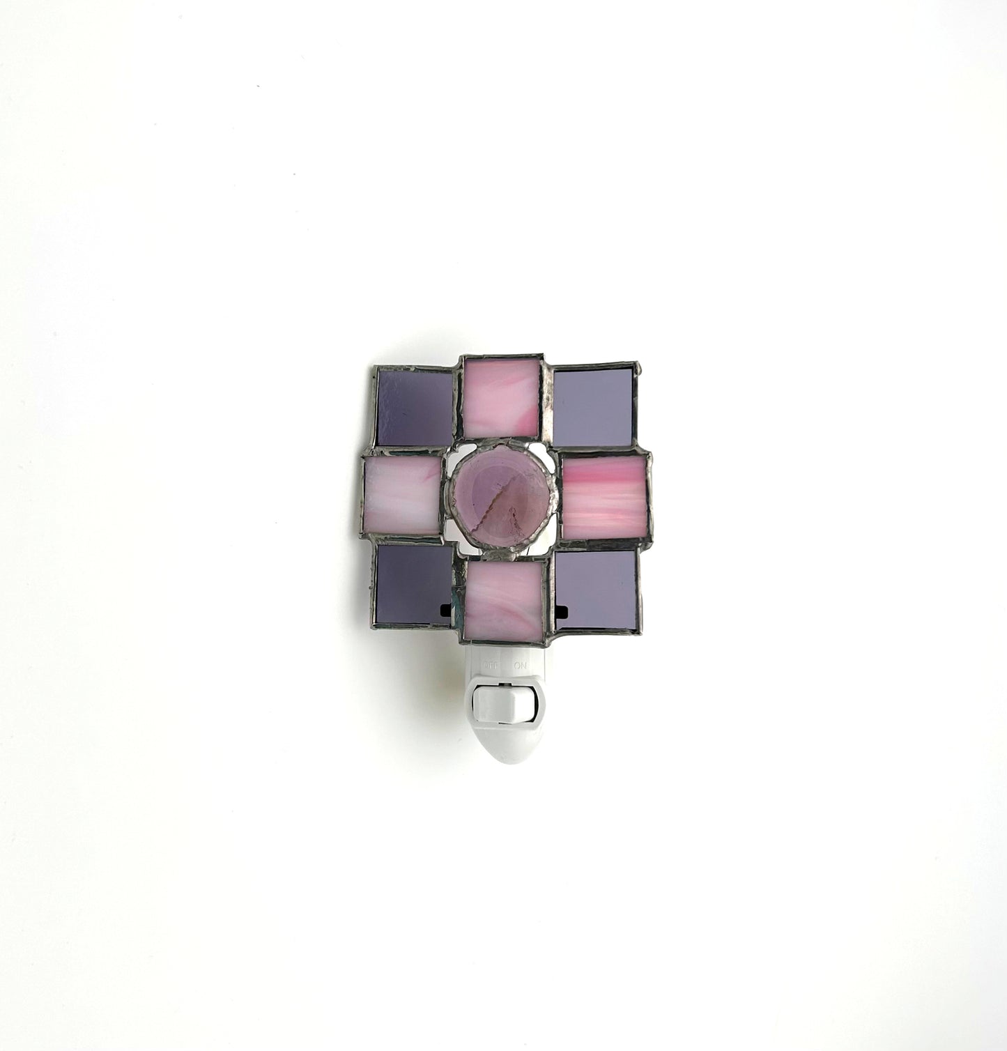 Night Light Stained Glass Pink and Purple Squares