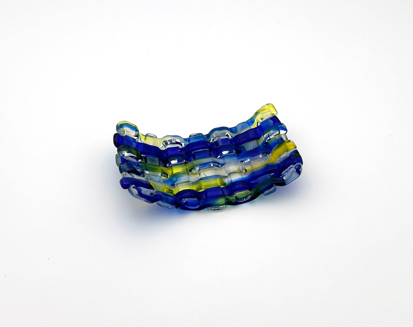Woven Dish Small Blue Yellow Clear