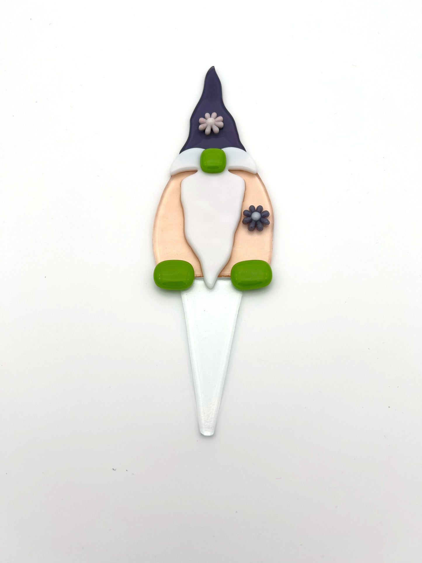 Garden Art Gnome Pink Coat Purple Hat with Flowers