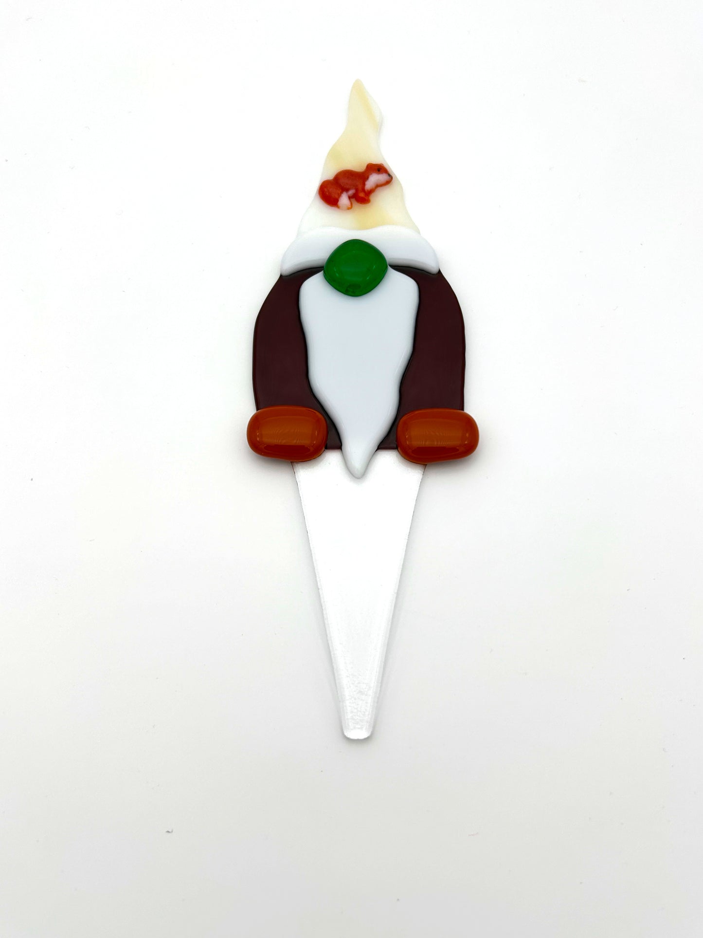 Garden Art Gnome Purple Coat White Hat with Fox