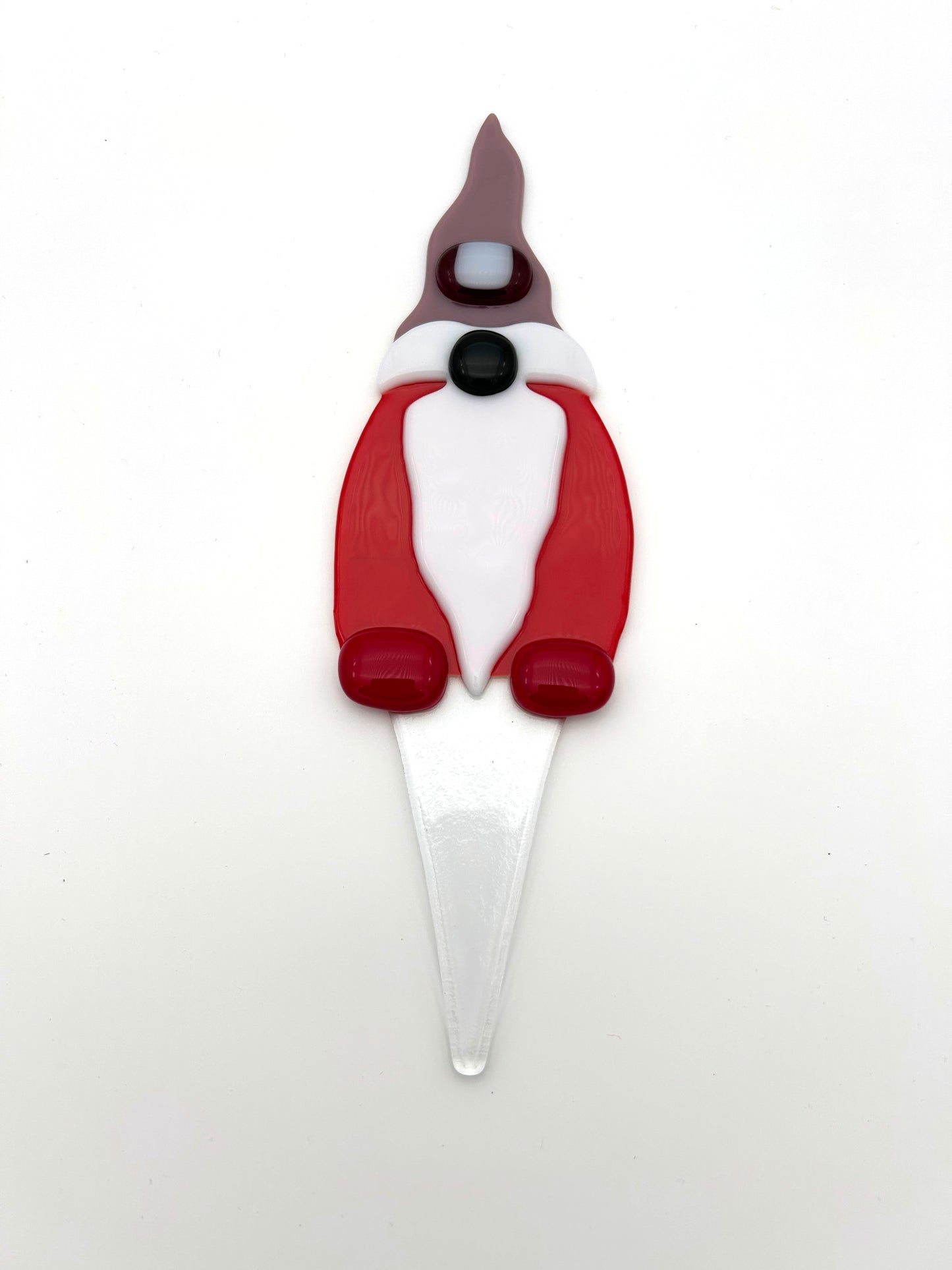 Garden Art Gnome Red Coat Purple Hat with Red White Dot