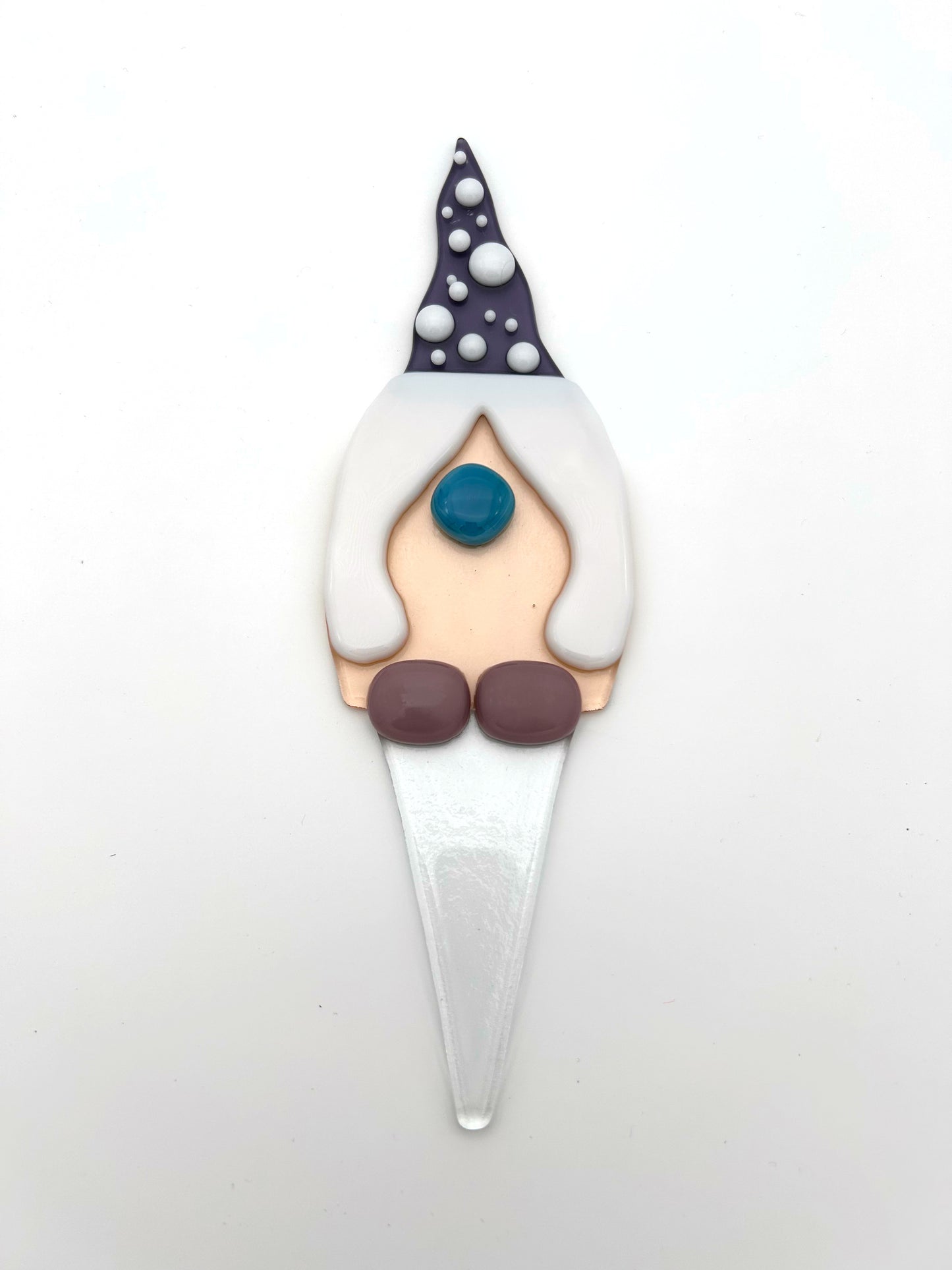 Garden Art Gnome Girl Pink Coat Purple Hat with White Dots