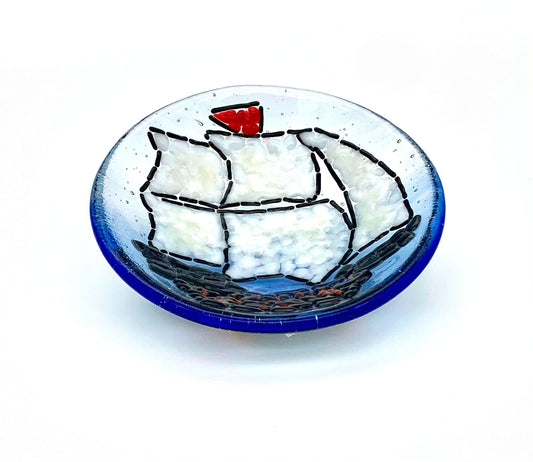 Bowl Small Clear with Tall Ship