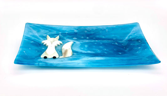 Rectangle Plate Blue with Fox