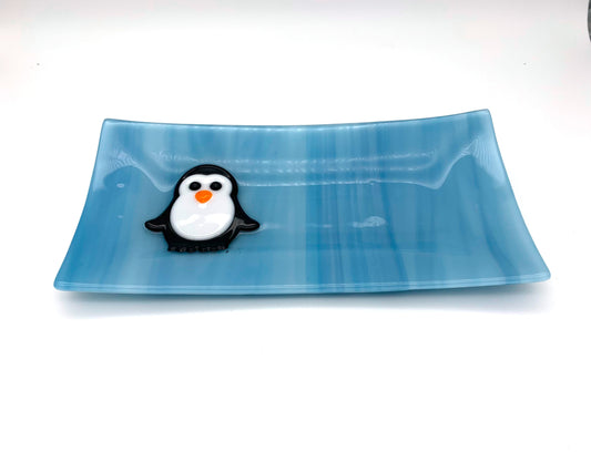 Rectangle Plate Blue with Penguin