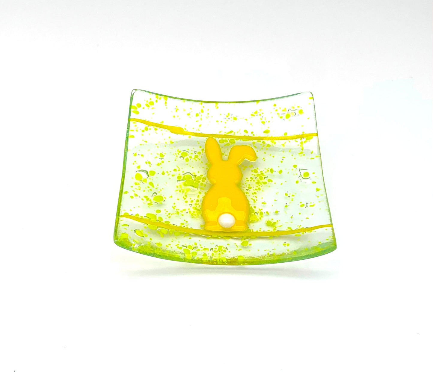 Square Dish Yellow Bunny on Yellow