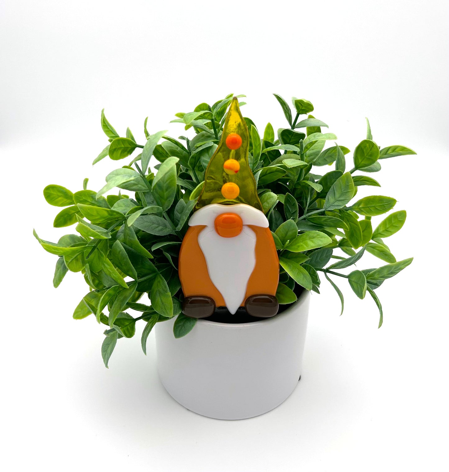 Garden Art Gnome Orange Yellow Balls on Cap