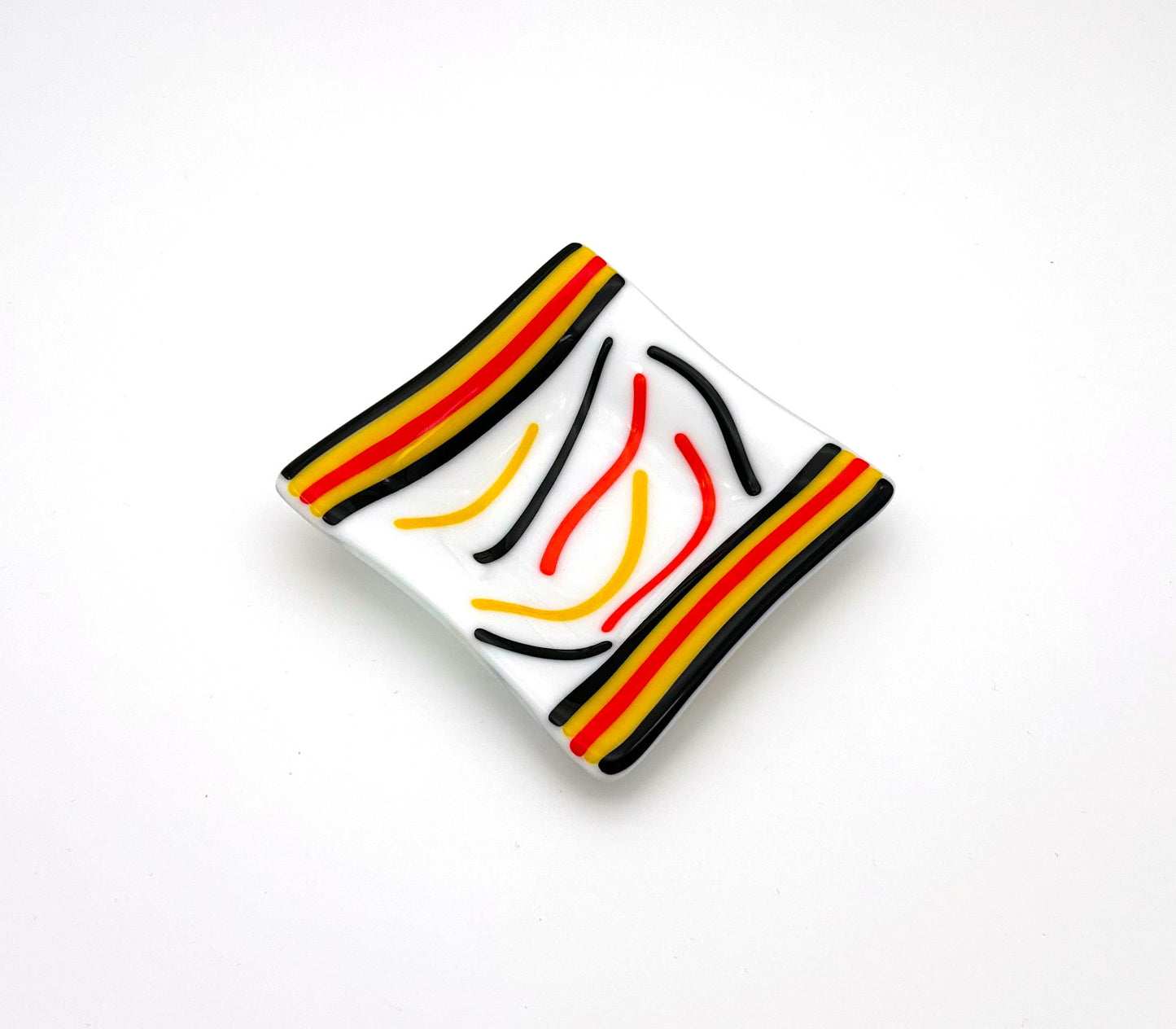 Square Dish Deep Black Orange Yellow
