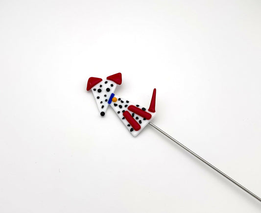 Staked Garden Art White Dalmation with Red Ears