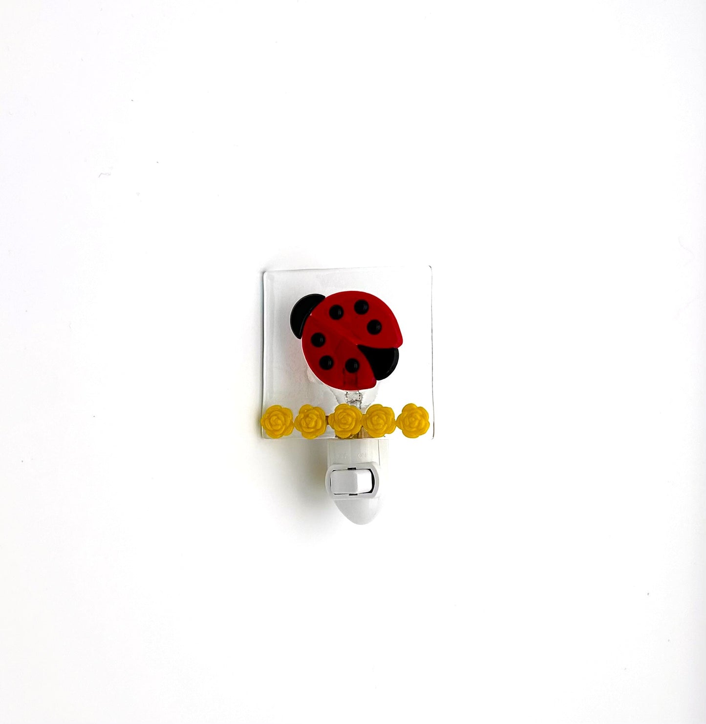Night Light Medium Ladybug and Yellow Flowers