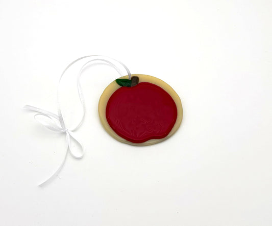 Sun Catcher Medium Red Apple on Parchment.