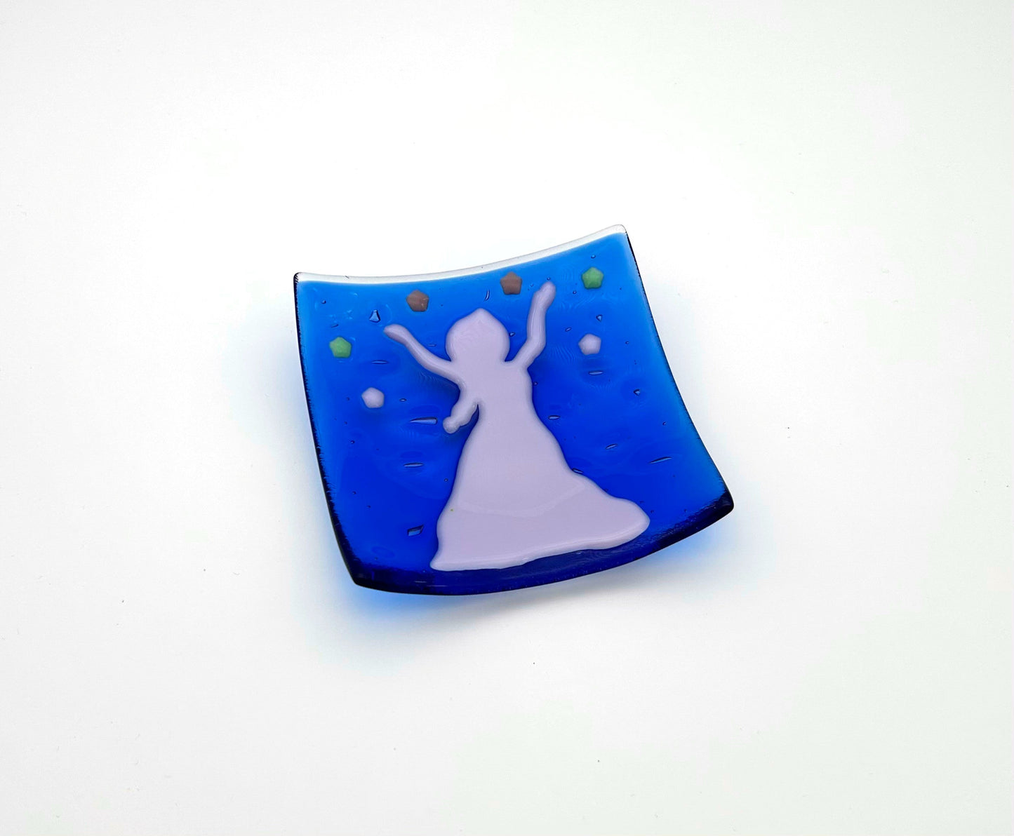 Square Dish Blue with Pink Princess
