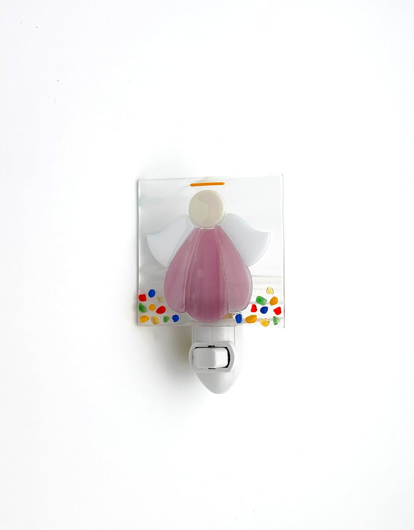 Night Light Medium White Wispy with Pink Angel