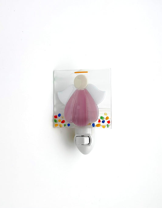 Night Light Medium White Wispy with Pink Angel
