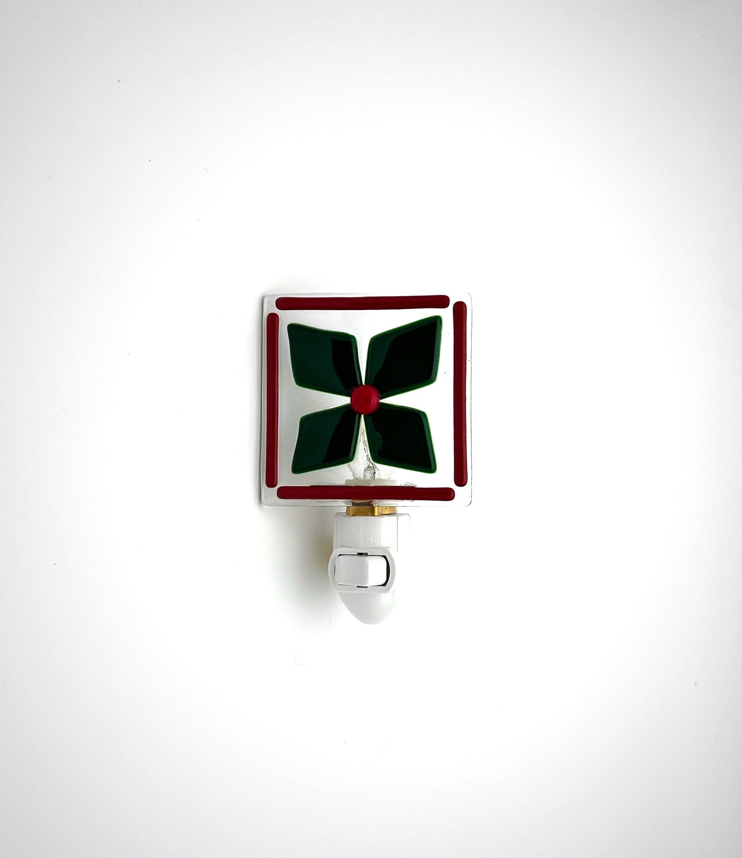 Night Light Medium Green Flower with Red Trim
