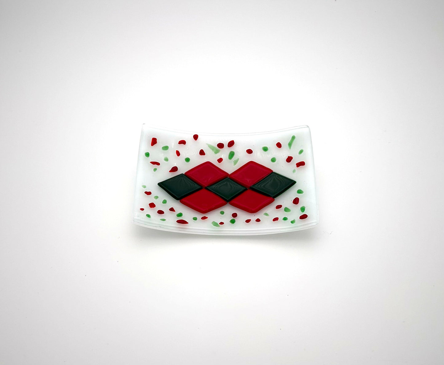 Swoop Dish Red and Green Argyle