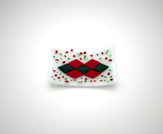 Swoop Dish Red and Green Argyle