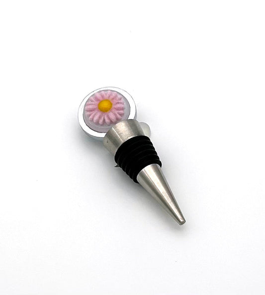Wine Stopper with Pink Flower