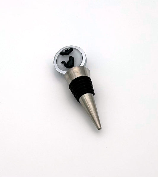 Wine Stopper with Cat and Bat