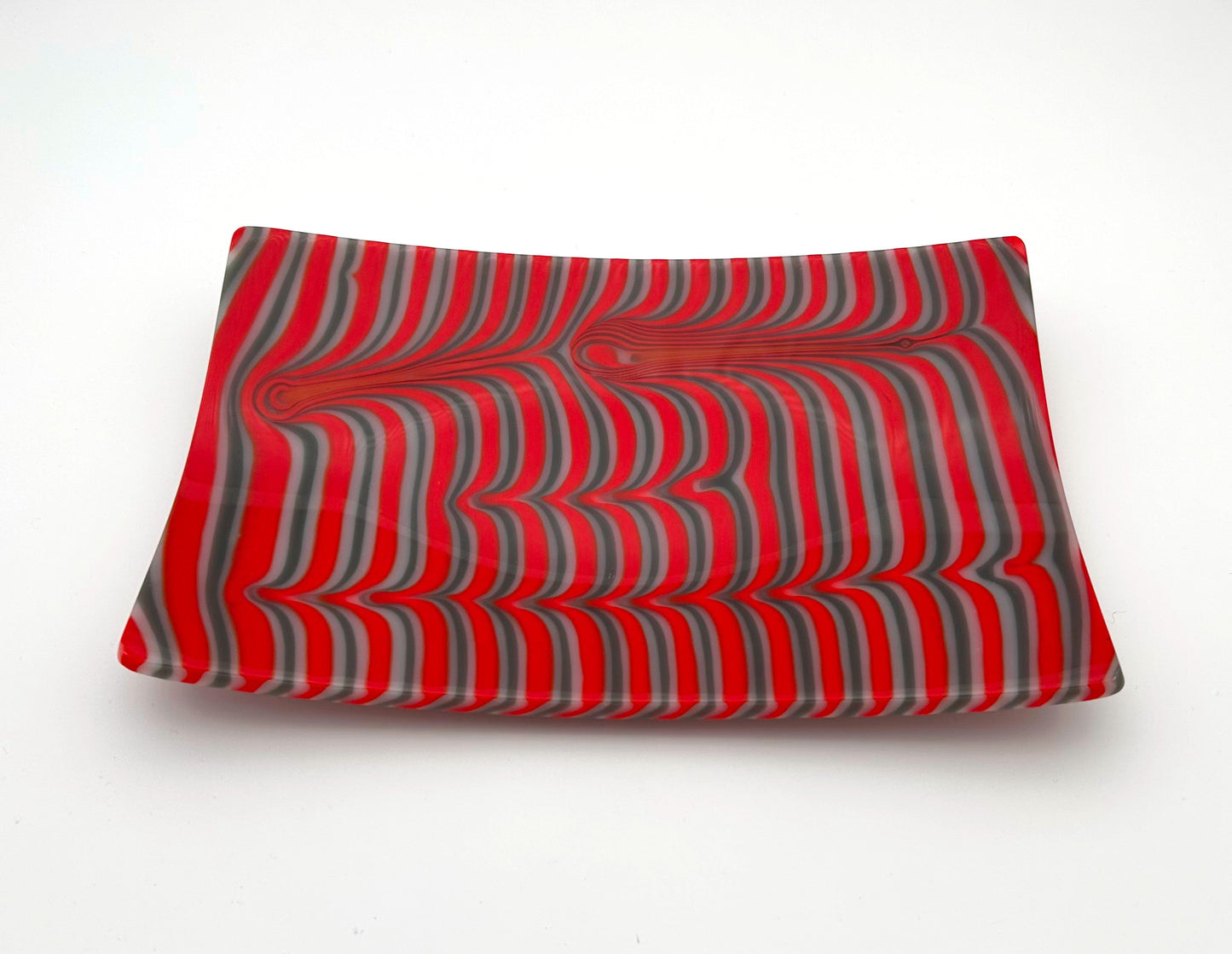 Rectangle Plate Combed Gray and Red