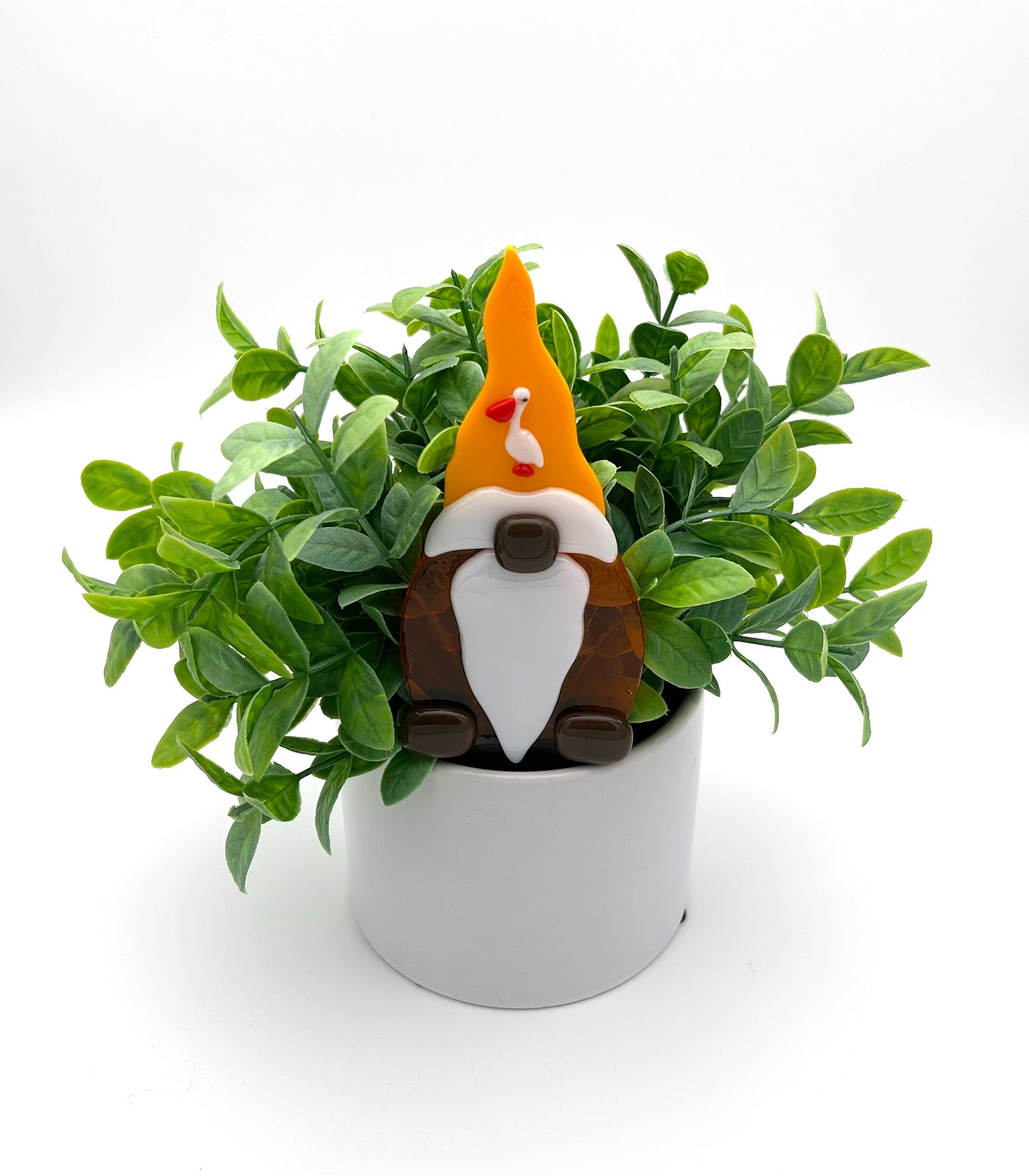 Garden Art Gnome Amber Gold Pelican on Cap