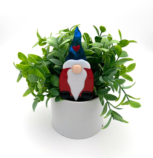 Garden Art Gnome Orange Blue Hat Heart on Cap