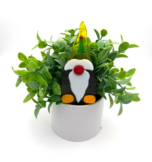 Garden Art Gnome Purple Lite Green Cap with Christmas Tree