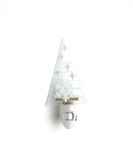 Night Light Medium Tree White Snowflake and Stars