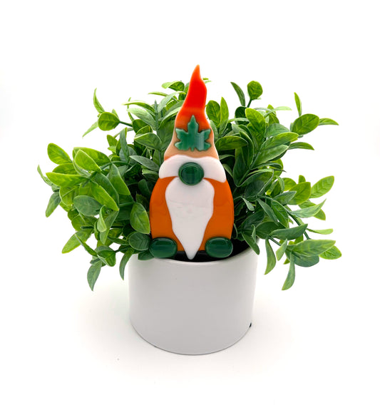 Garden Art Gnome Orange with Green Maple Leaf