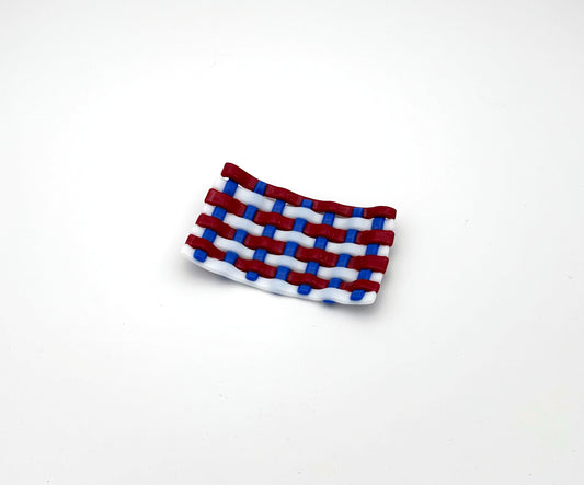 Woven Dish Small Red White Blue
