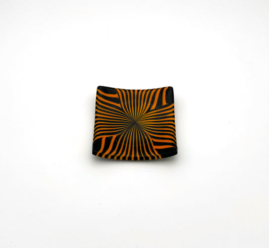 Square Dish Black and Orange