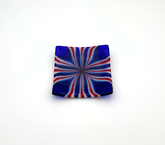 Square Dish Red White and Blue