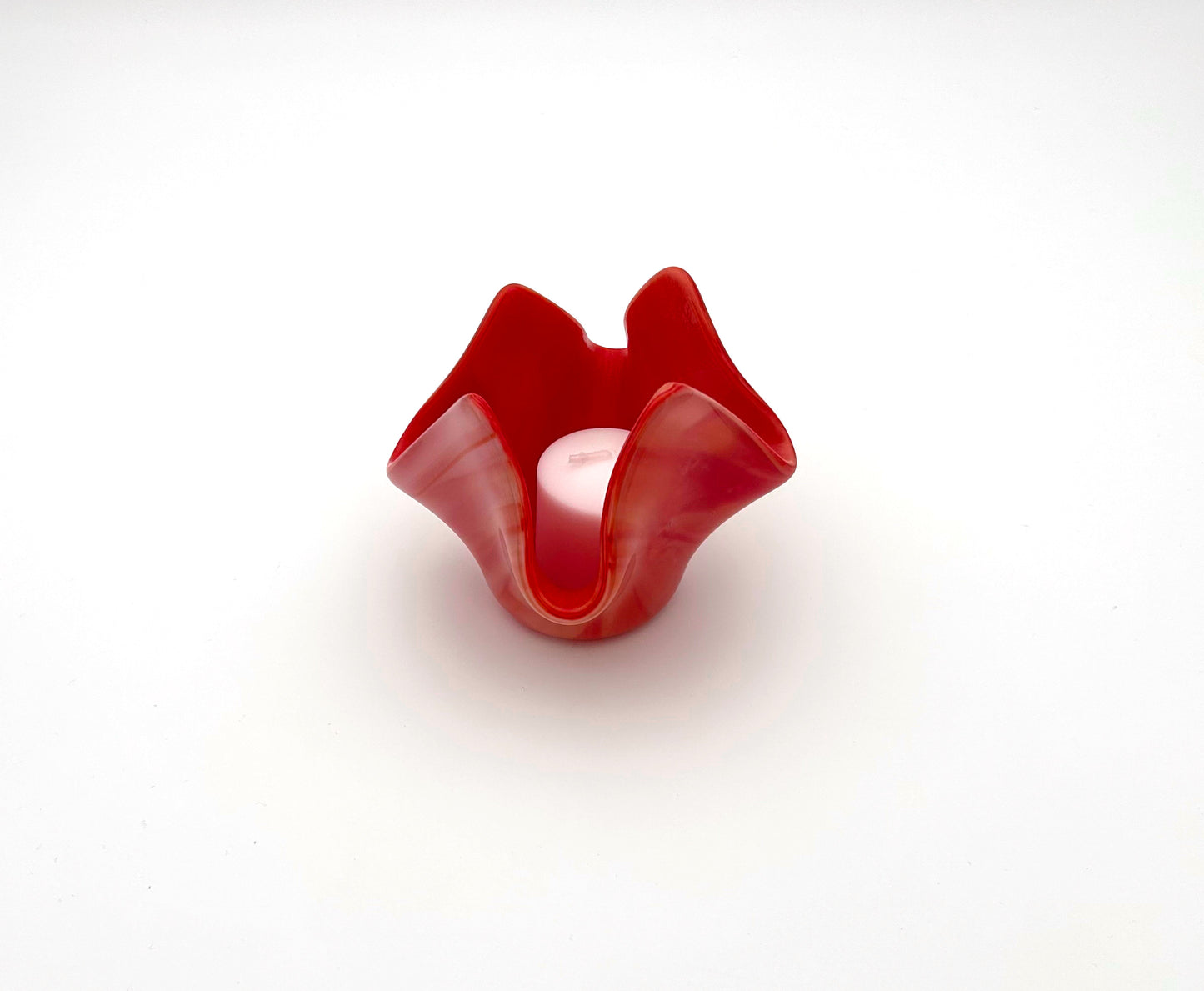Votive Coral White Swirl